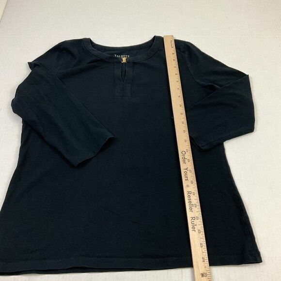 Talbots T-Shirt FADED Black Stretch Tee 3/4 Sleeve Cotton Blend Top M Medium - Picture 5 of 10